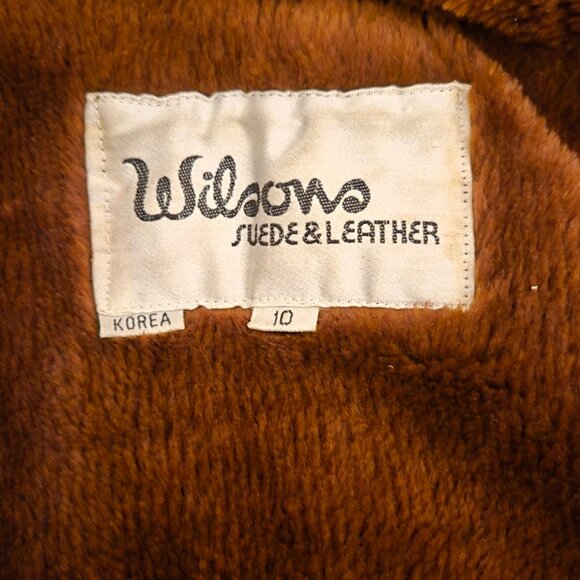 Brown Wilsons Leather, faux fur lined bomber w/ hood - Picture 3 of 5